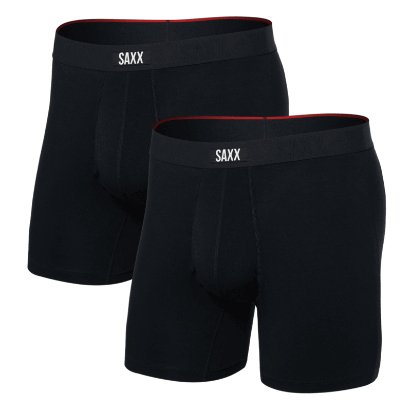Saxx Underwear Vibe Xtra (2 Pack) Soft Comfort Boxer Brief 6" - Black
