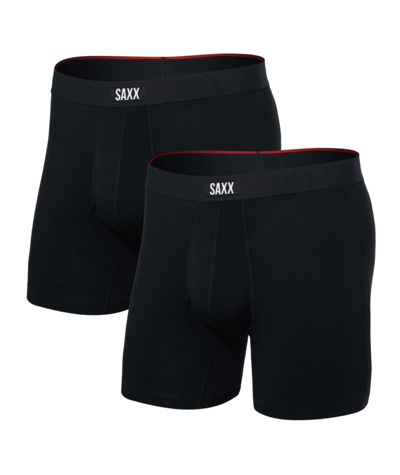 Saxx Underwear Vibe Xtra (2 Pack) Soft Comfort Boxer Brief 6" - Black
