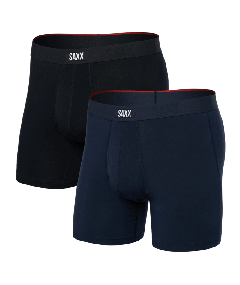 Saxx Underwear Vibe Xtra (2 Pack) Soft Comfort Boxer Brief 6" - Black/Navy