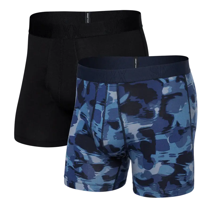 Saxx Underwear DropTemp® 2-Pack Cooling Cotton Boxer Brief 5" - Daybreak Camo/Black