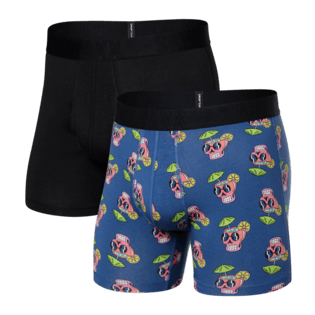 Saxx DROPTEMP™ Cooling Cotton 2 Pack Boxer Briefs - Drunken Skulls / Black