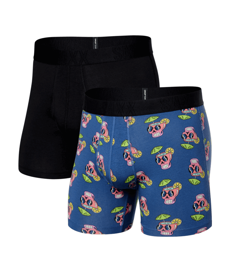 Saxx DROPTEMP™ Cooling Cotton 2 Pack Boxer Briefs - Drunken Skulls / Black