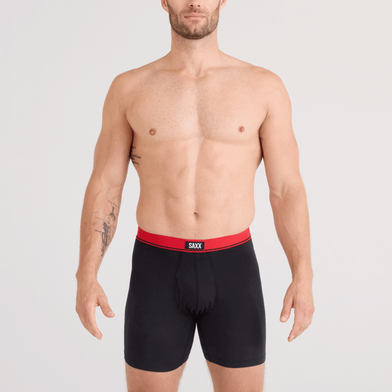 SAXX Essential Cotton Boxer Brief Fly 3-Pack – Red/Navy/Turbulence WB