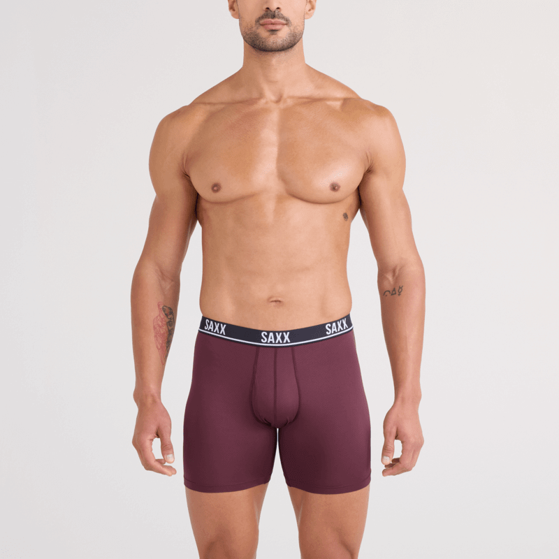 SAXX Essential Performance 3 Pack Boxer Briefs with Fly – Red/Maroon/Black