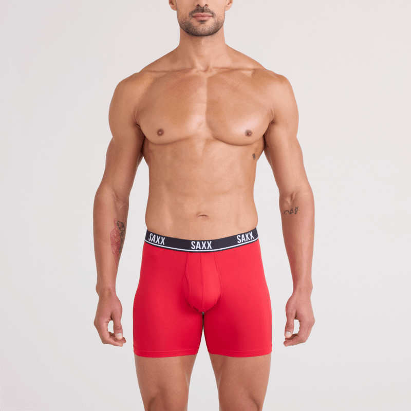 SAXX Essential Performance 3 Pack Boxer Briefs with Fly – Red/Maroon/Black