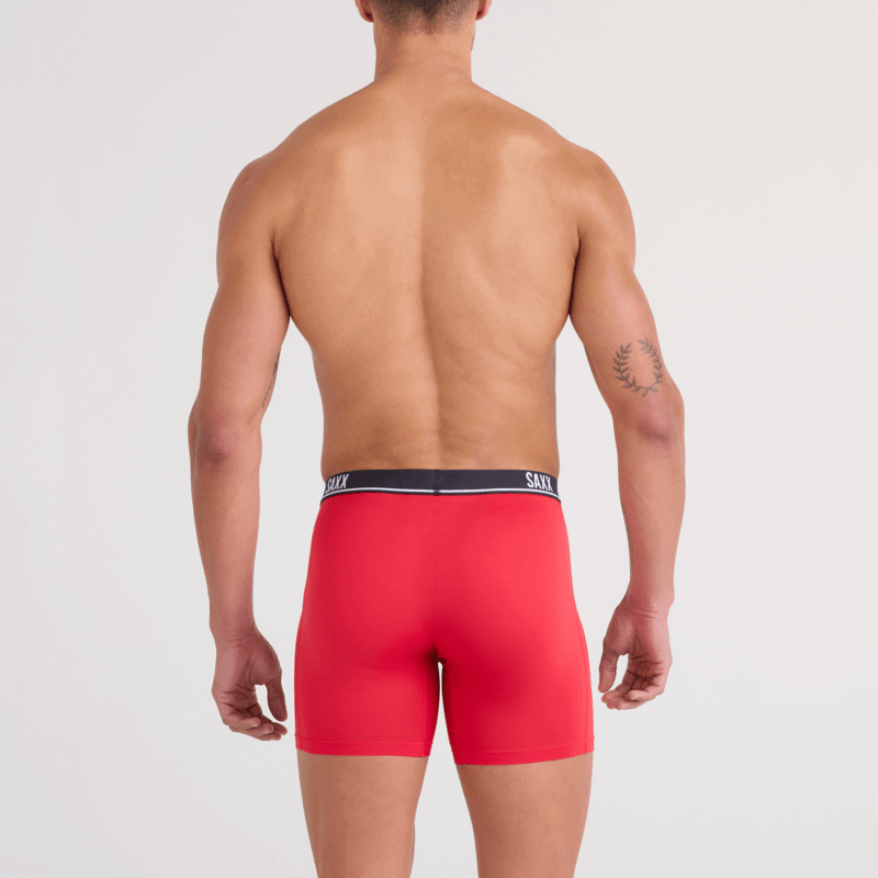 SAXX Essential Performance 3 Pack Boxer Briefs with Fly – Red/Maroon/Black