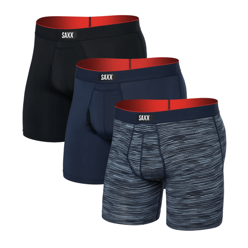 Saxx Multi Sport Performance 3 Pack Mesh Boxer Briefs - Wavelength / Navy / Black
