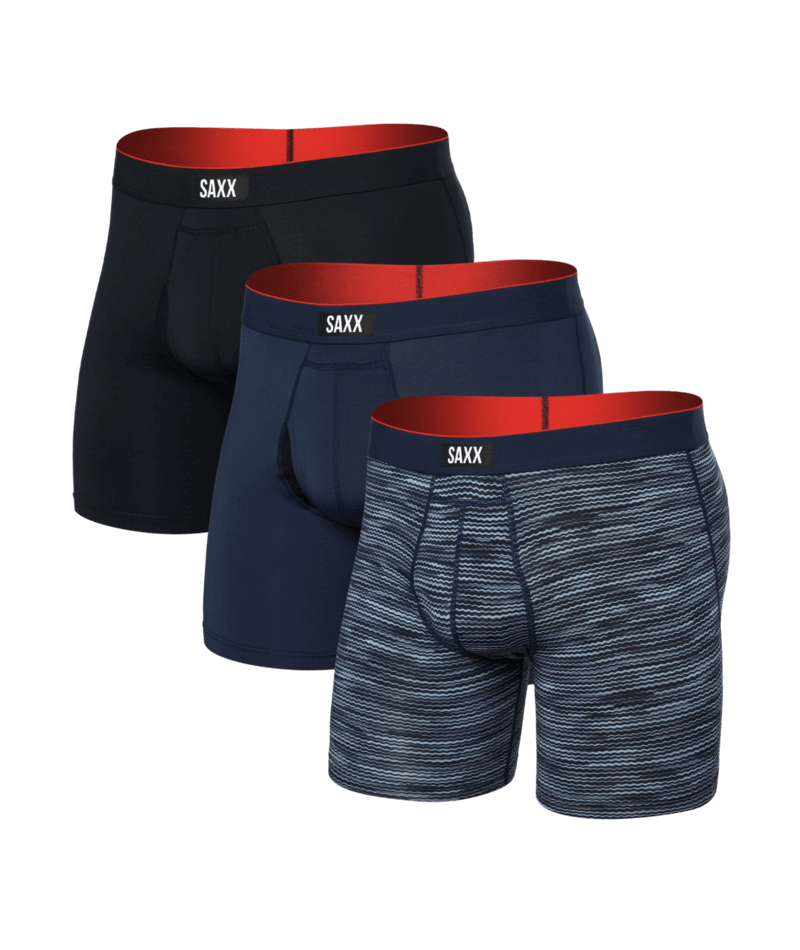 Saxx Multi Sport Performance 3 Pack Mesh Boxer Briefs - Wavelength / Navy / Black