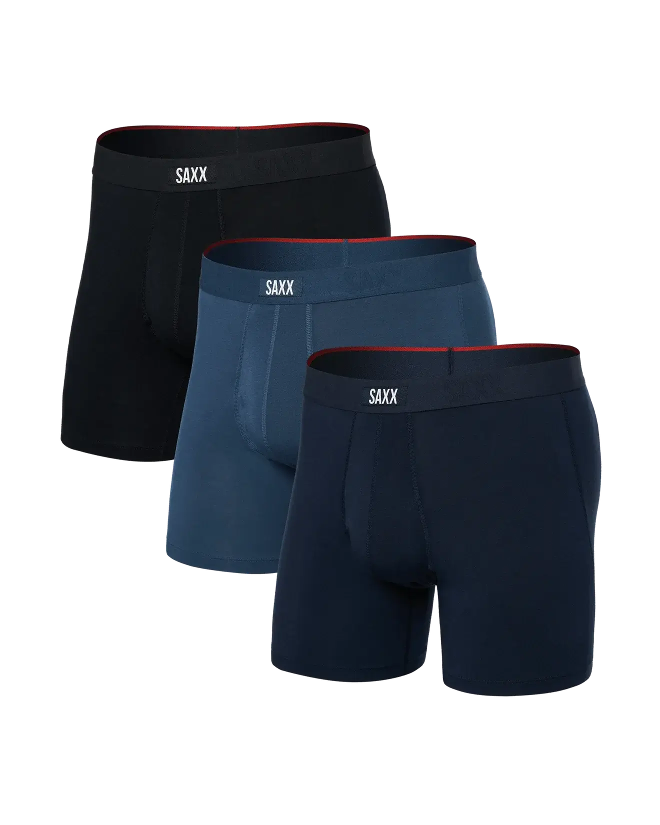 Saxx Underwear Vibe Xtra (3 Pack) Soft Comfort Boxer Brief 6" - Dark Denim/Navy/Black