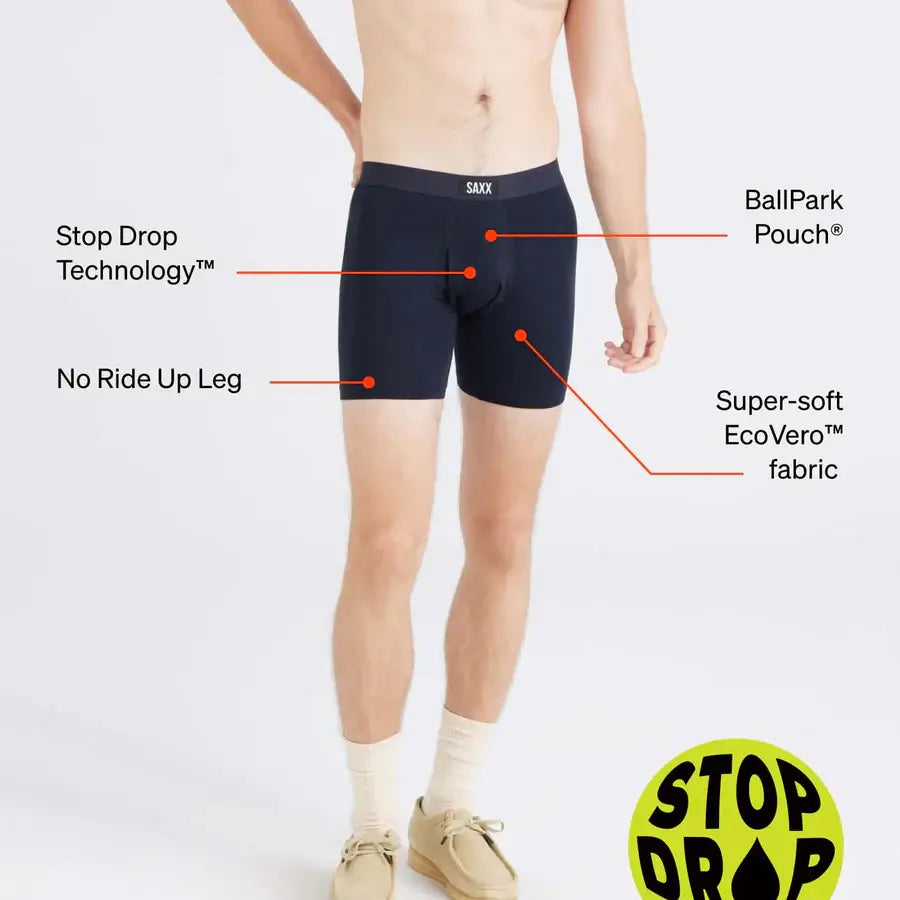 Saxx Underwear Vibe Xtra (2 Pack) Soft Comfort Boxer Brief 6" - Beer Hockey / Black