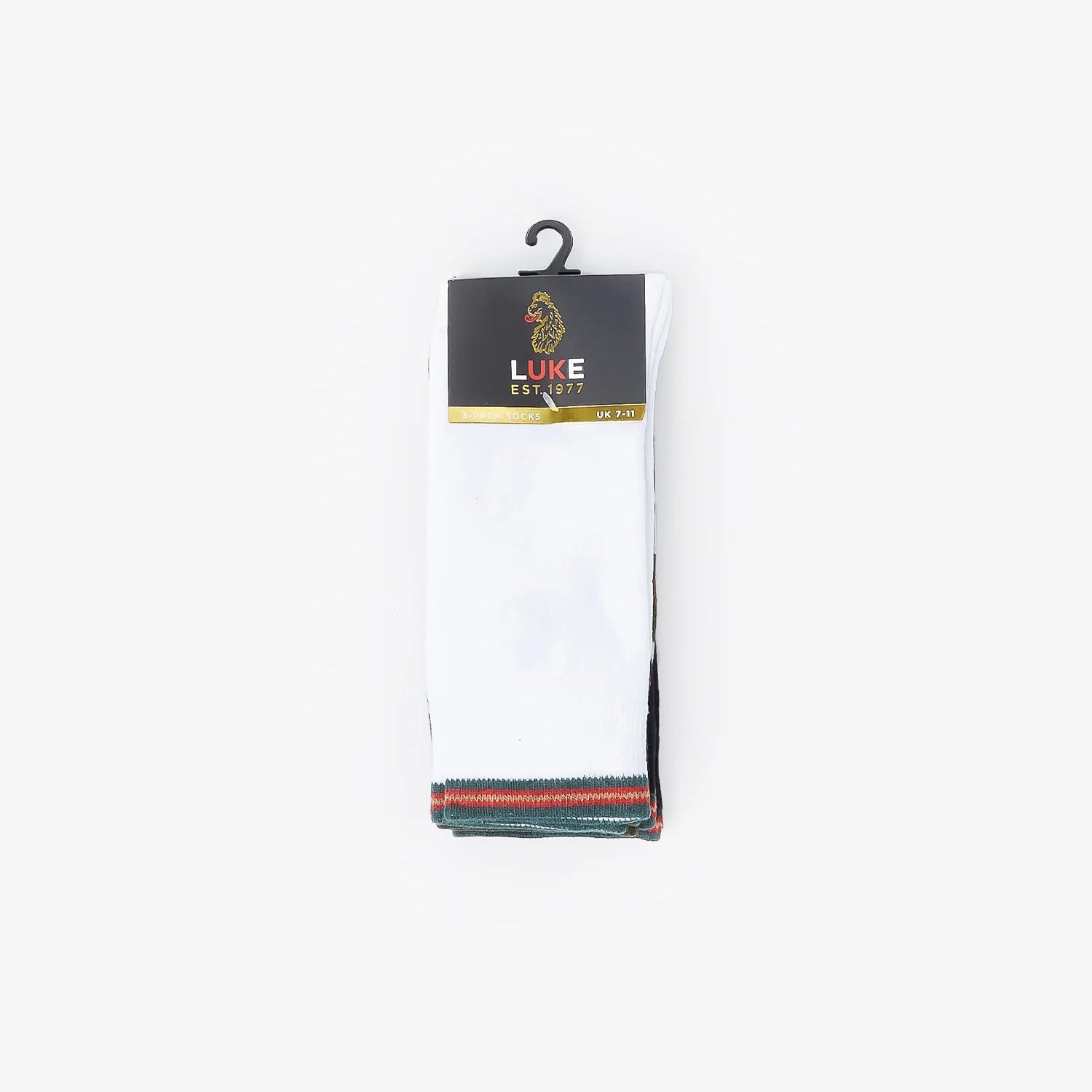 LUKE 3 Pack Tennis Socks – Black, White & Camo Green | Cotton Stretch Sport Socks
