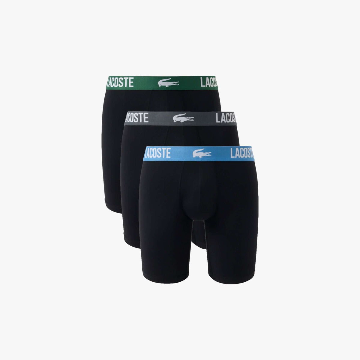 Lacoste 3-Pack Microfiber Boxer Briefs - Black / Green / Flagstone / Turquin Blue - 3-pack product view
