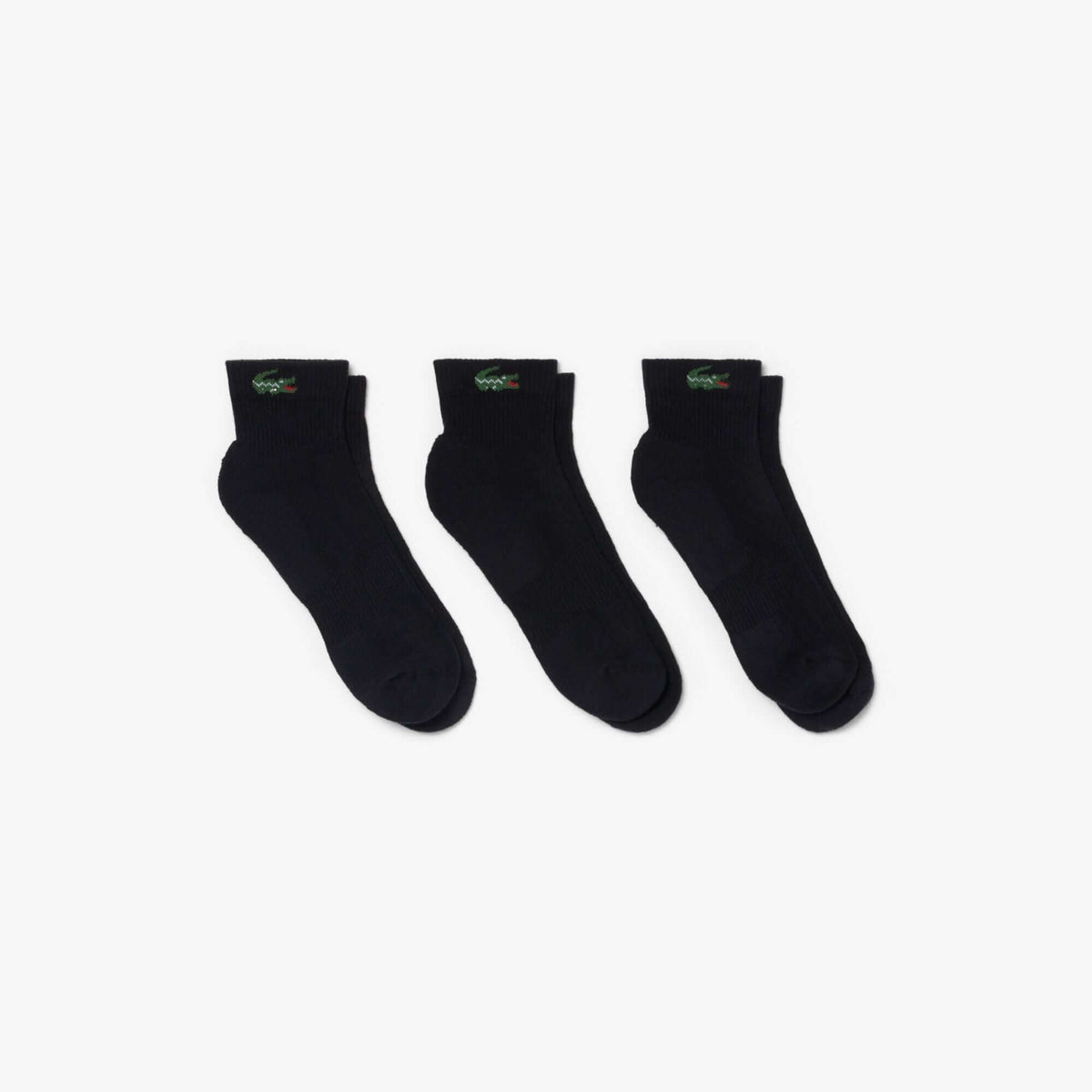 Lacoste 3-Pack Quarter Sport Socks - Black - 3-pack product view