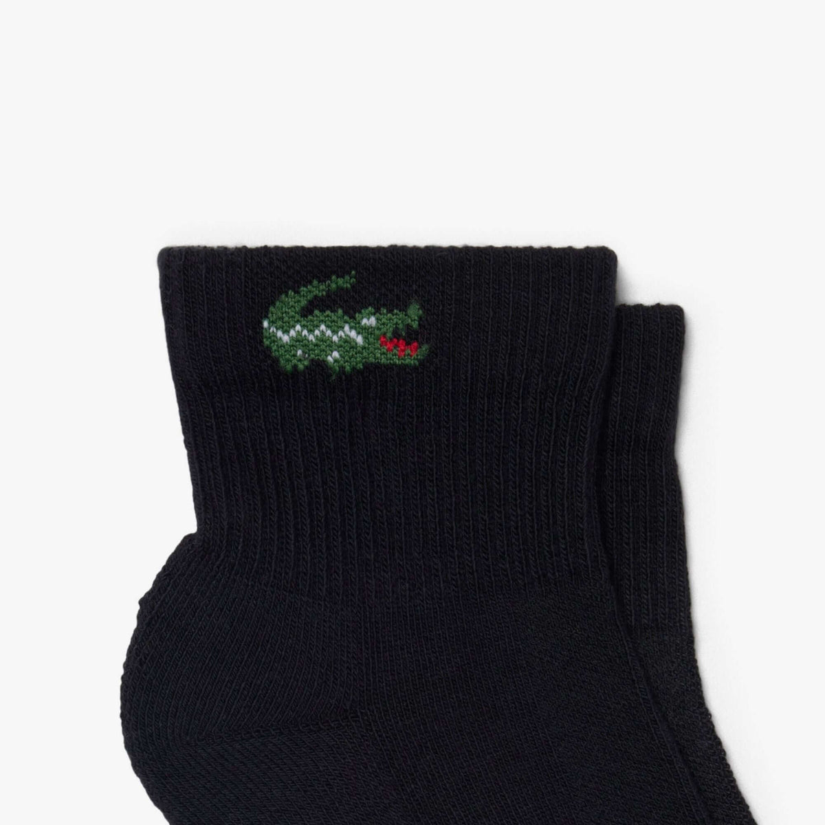 Lacoste 3-Pack Quarter Sport Socks - Black - crocodile logo detail