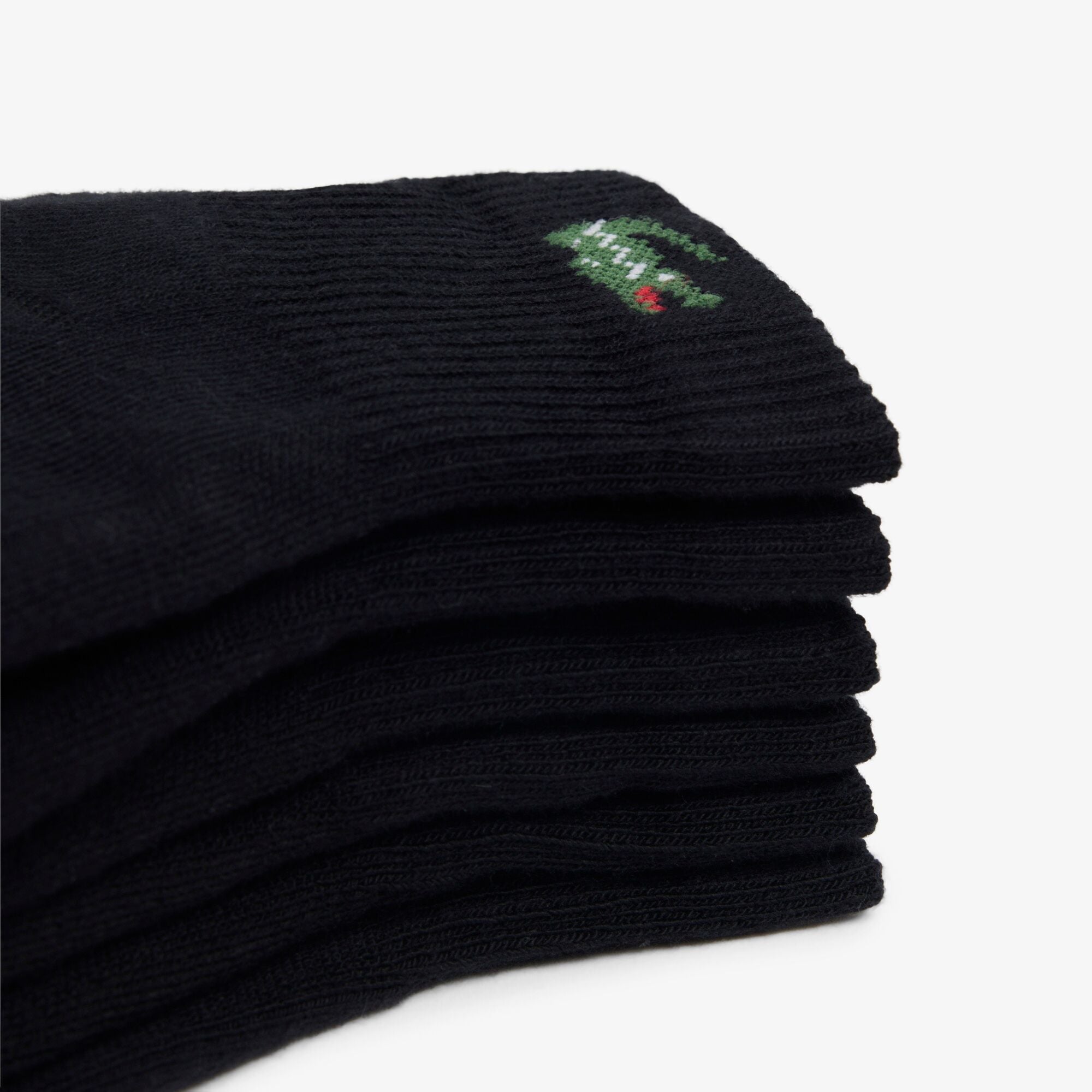 Lacoste 3-Pack Quarter Sport Socks - Black - folded sock detail