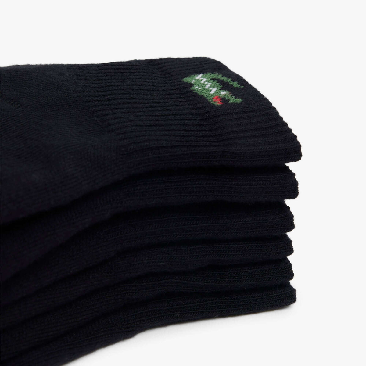 Lacoste 3-Pack Quarter Sport Socks - Black - folded sock detail