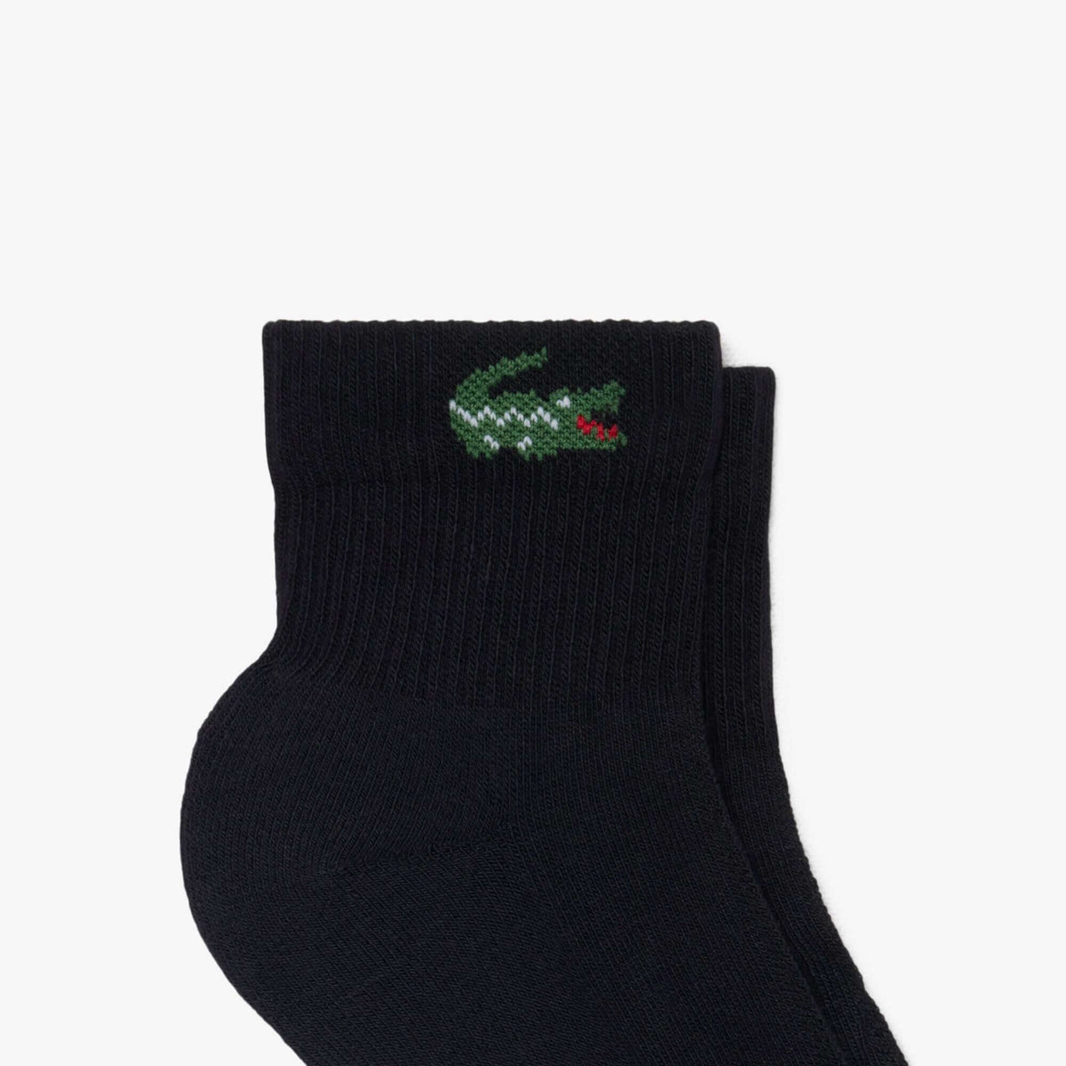 Lacoste 6-Pack Quarter Sport Socks - Black - crocodile logo detail
