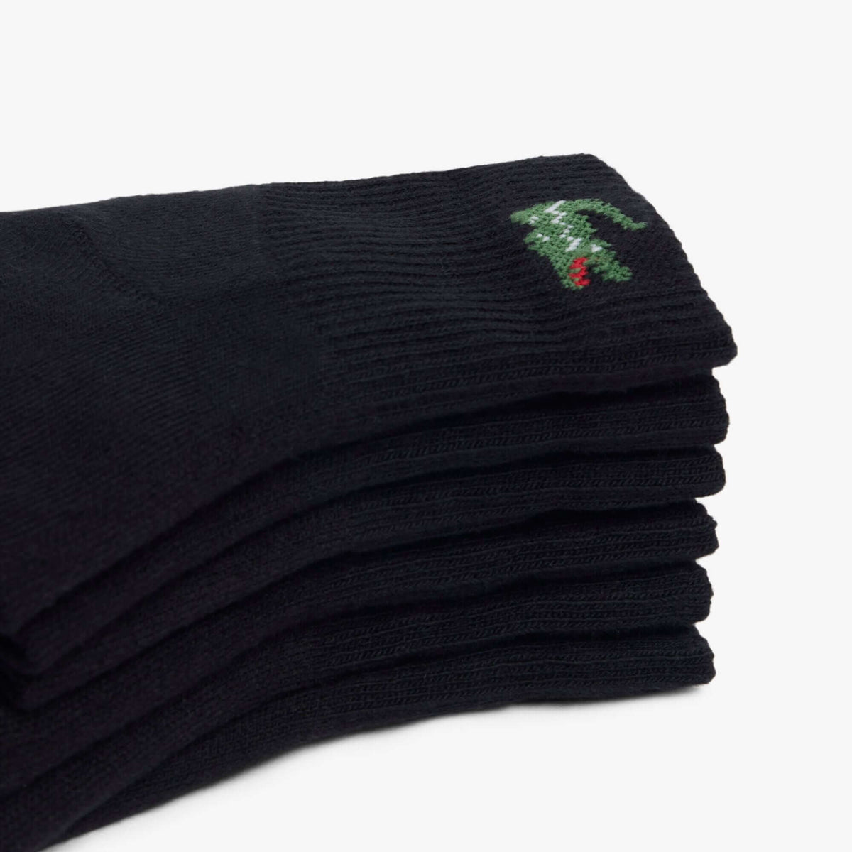 Lacoste 6-Pack Quarter Sport Socks - Black - folded sock detail