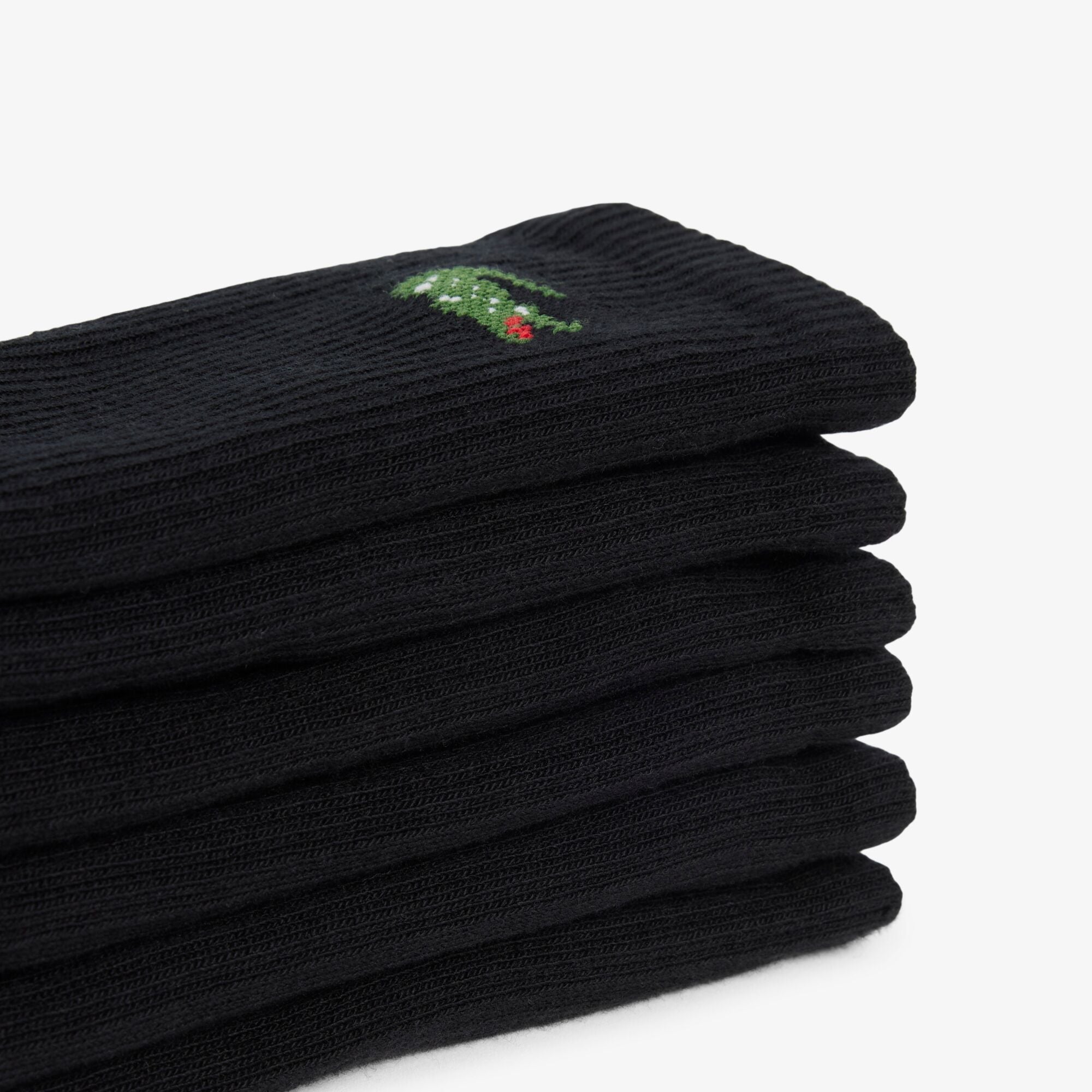 Lacoste 3-Pack Sport Socks - Black - folded sock detail