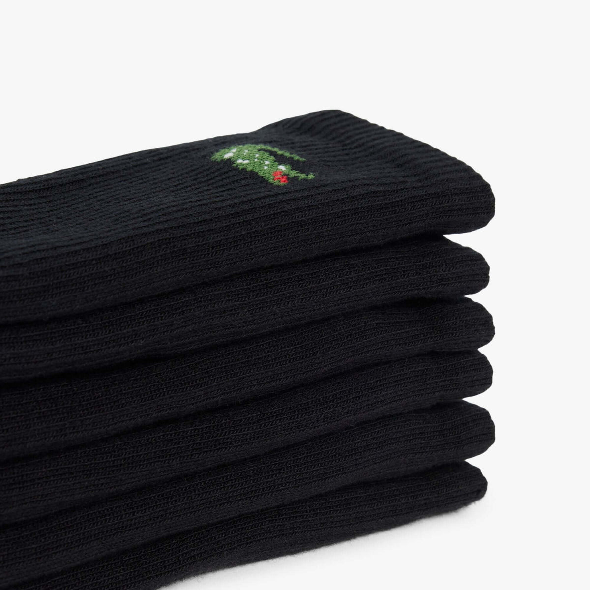 Lacoste 3-Pack Sport Socks - Black - folded sock detail