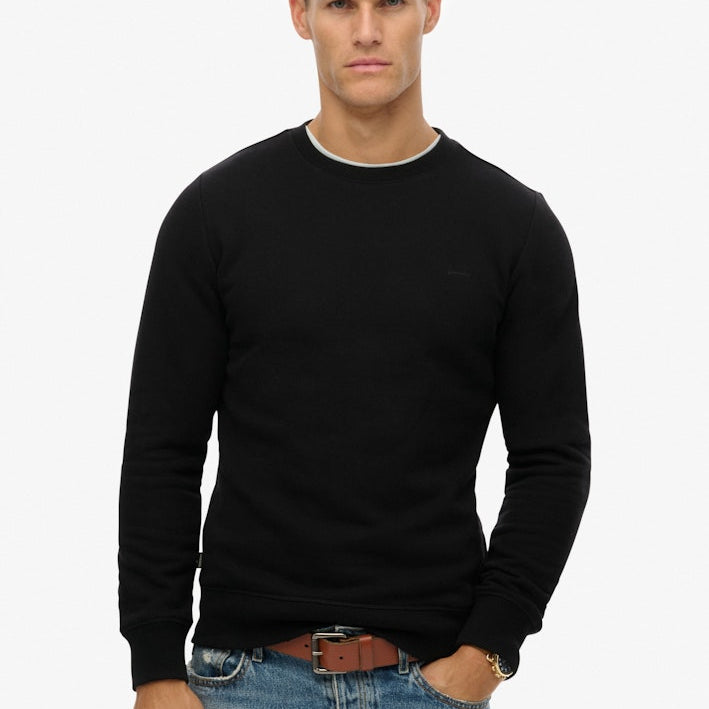 Superdry Vintage Logo Embroidered Crew Sweatshirt Black front view