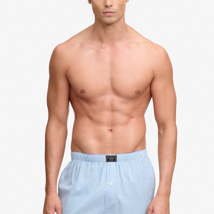 Superdry men's cotton woven boxer shorts - Chalk Blue Stripe