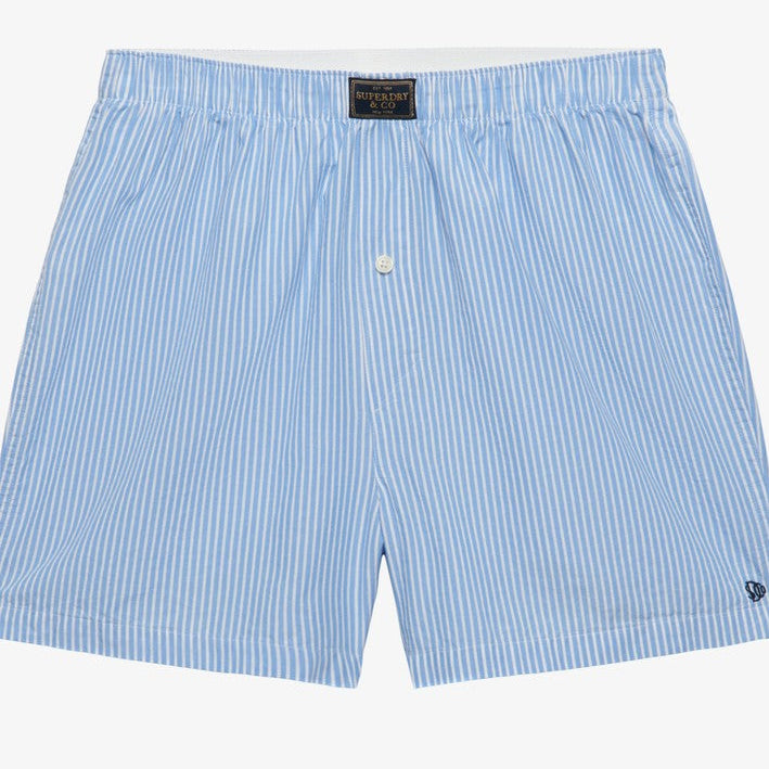 Superdry men's cotton woven boxer shorts - Chalk Blue Stripe