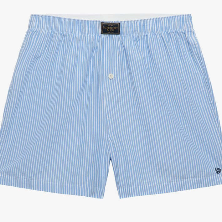 Superdry men's cotton woven boxer shorts - Chalk Blue Stripe
