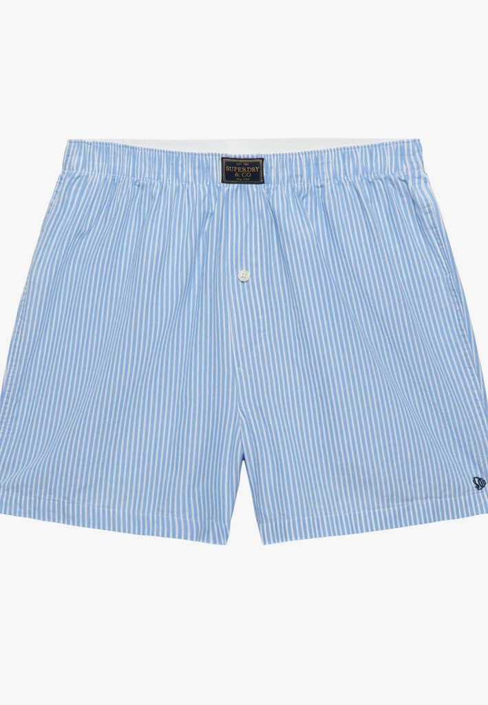 Superdry men's cotton woven boxer shorts - Chalk Blue Stripe