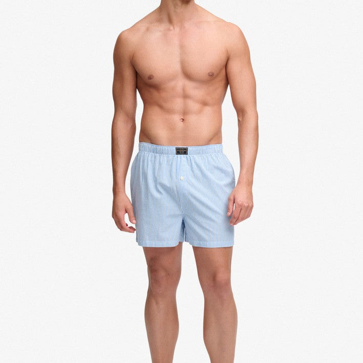Superdry men's cotton woven boxer shorts - Chalk Blue Stripe