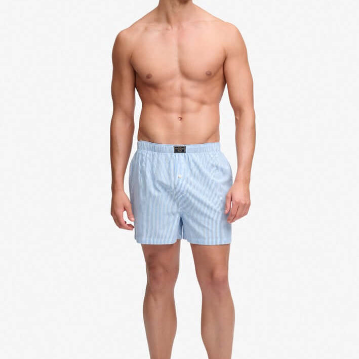 Superdry men's cotton woven boxer shorts - Chalk Blue Stripe