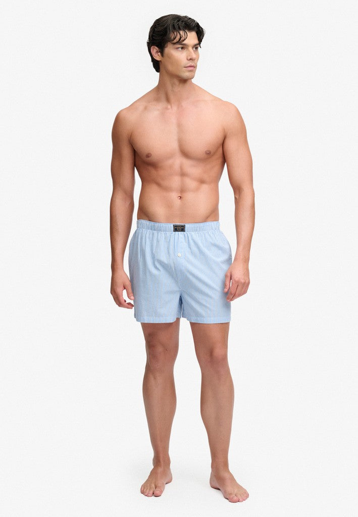 Superdry men's cotton woven boxer shorts - Chalk Blue Stripe