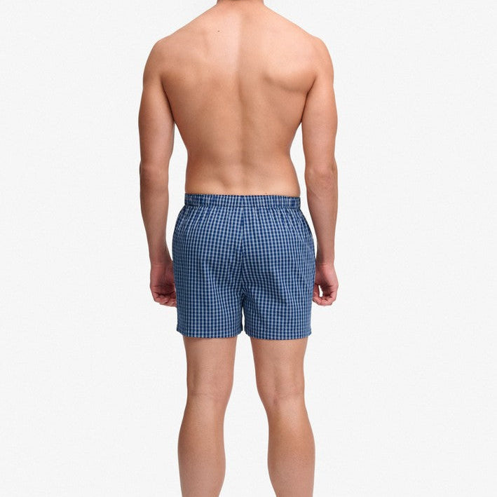 Superdry men's cotton woven boxer shorts - Glen Blue Check