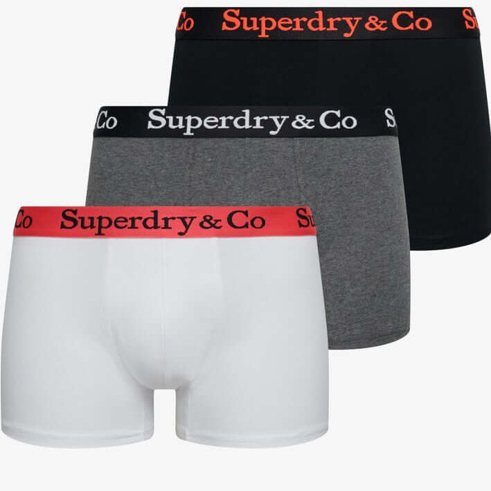 Superdry & Co 3-Pack Trunks Black/Charcoal/Optic