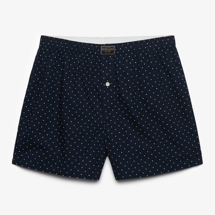 Superdry men's cotton woven boxer shorts - Navy Polka Dot