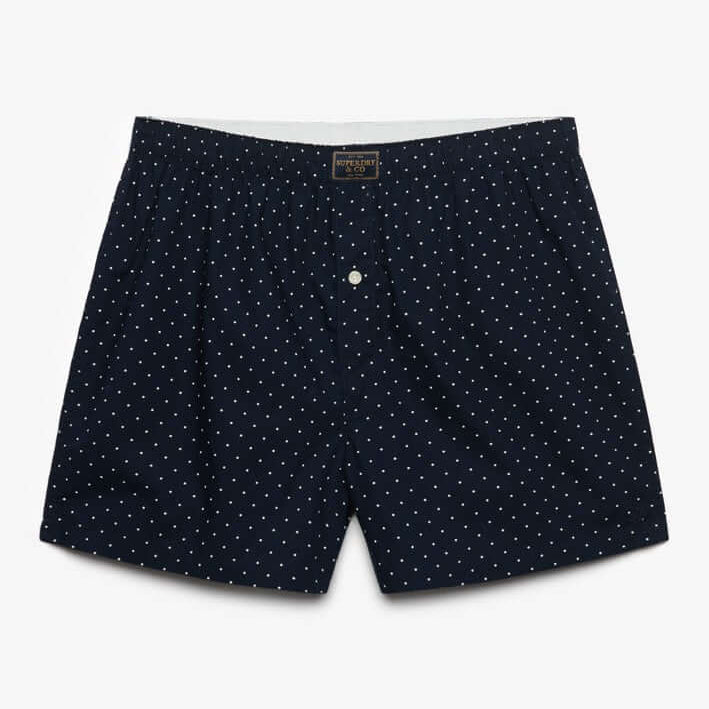 Superdry men's cotton woven boxer shorts - Navy Polka Dot