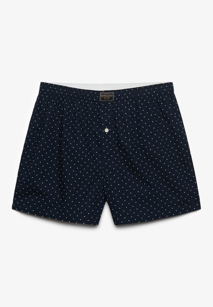 Superdry men's cotton woven boxer shorts - Navy Polka Dot