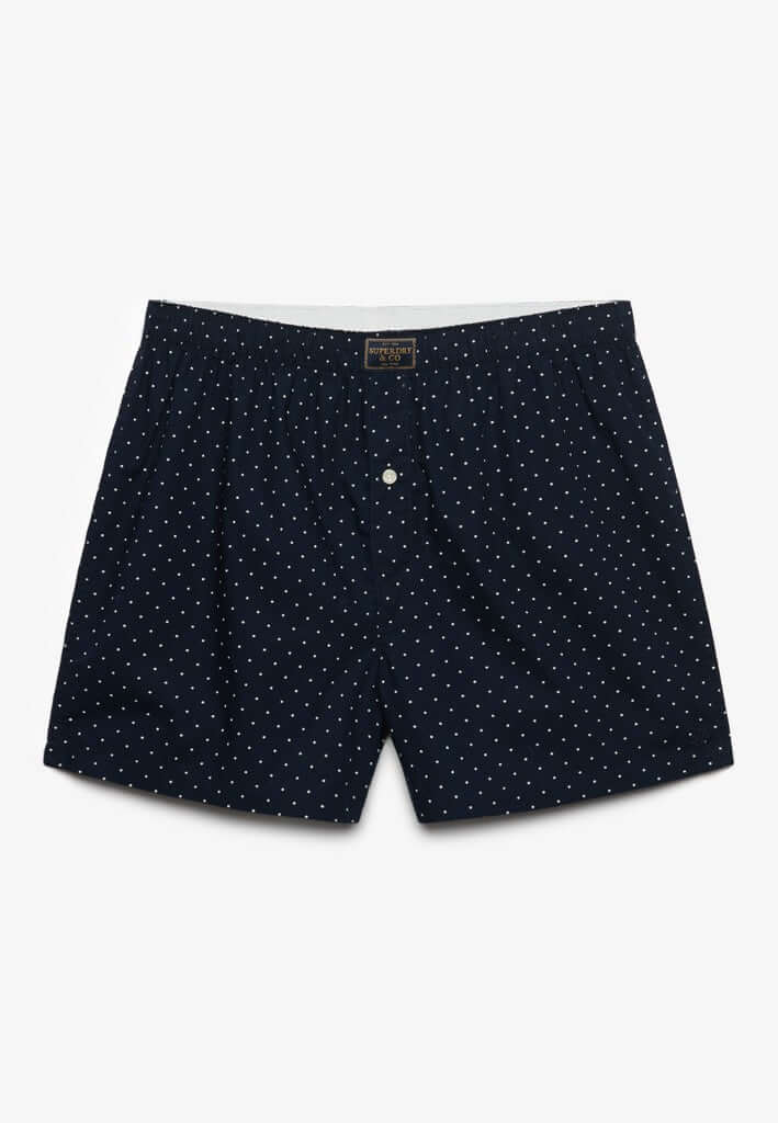 Superdry men's cotton woven boxer shorts - Navy Polka Dot
