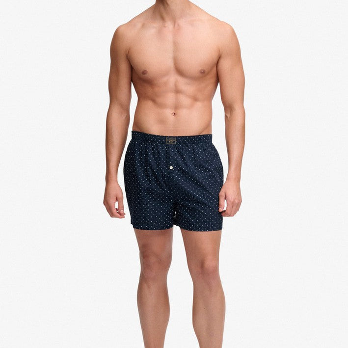 Superdry men's cotton woven boxer shorts - Navy Polka Dot