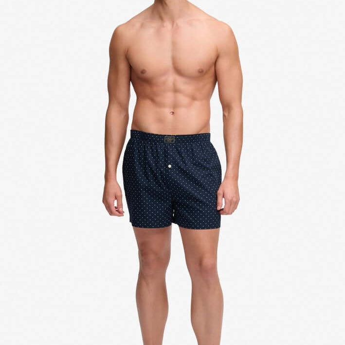 Superdry men's cotton woven boxer shorts - Navy Polka Dot
