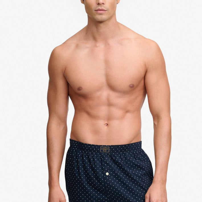 Superdry men's cotton woven boxer shorts - Navy Polka Dot