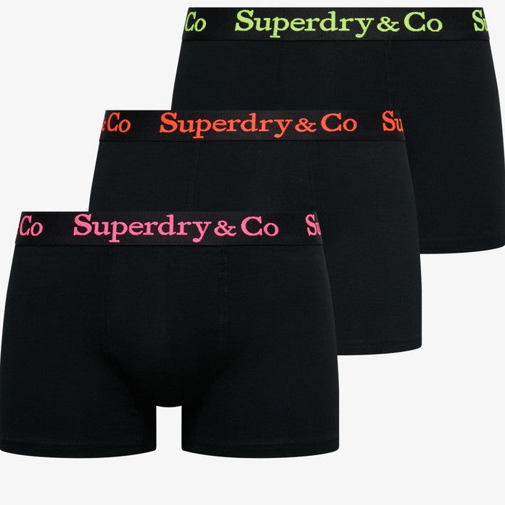 Superdry & Co 3-Pack Trunks Black/Black/Black/Neon