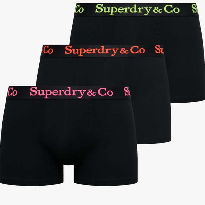 Superdry & Co 3-Pack Trunks Black/Black/Black/Neon