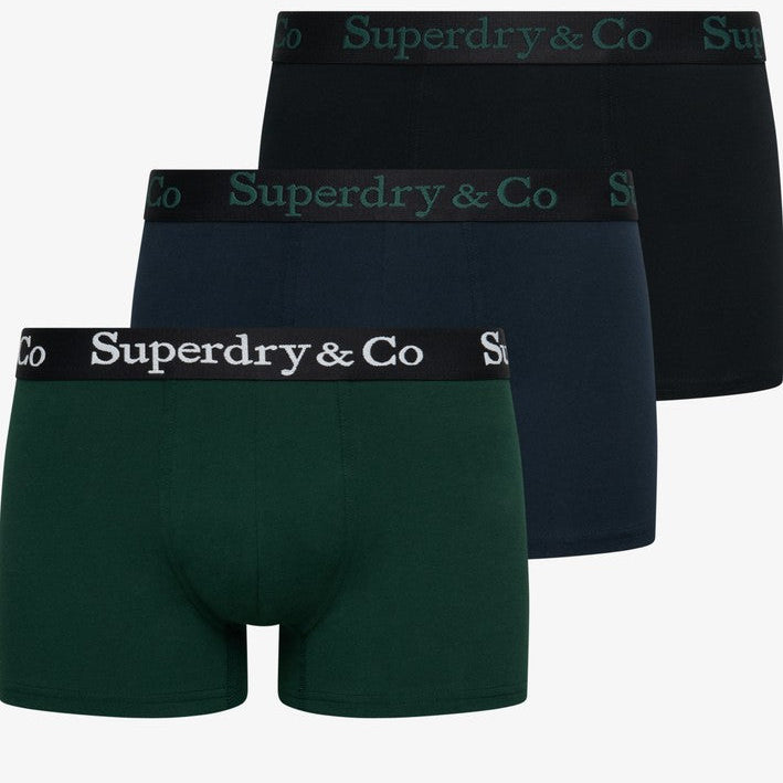 Superdry & Co 3-Pack Trunks Black/Enamel Green/Navy