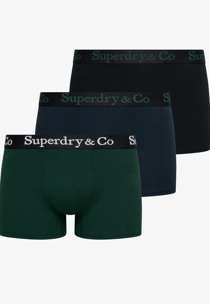 Superdry & Co 3-Pack Trunks Black/Enamel Green/Navy