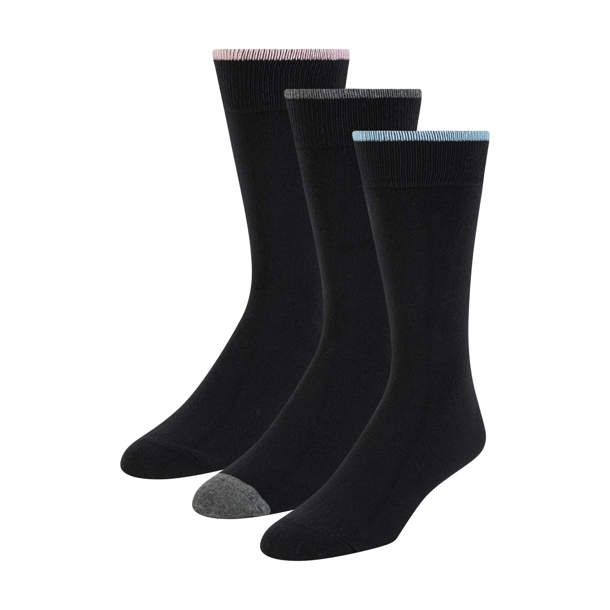 Ted Baker 3 Pack Crew Socks – Cotton Blend Comfort Fit, Black Contrast