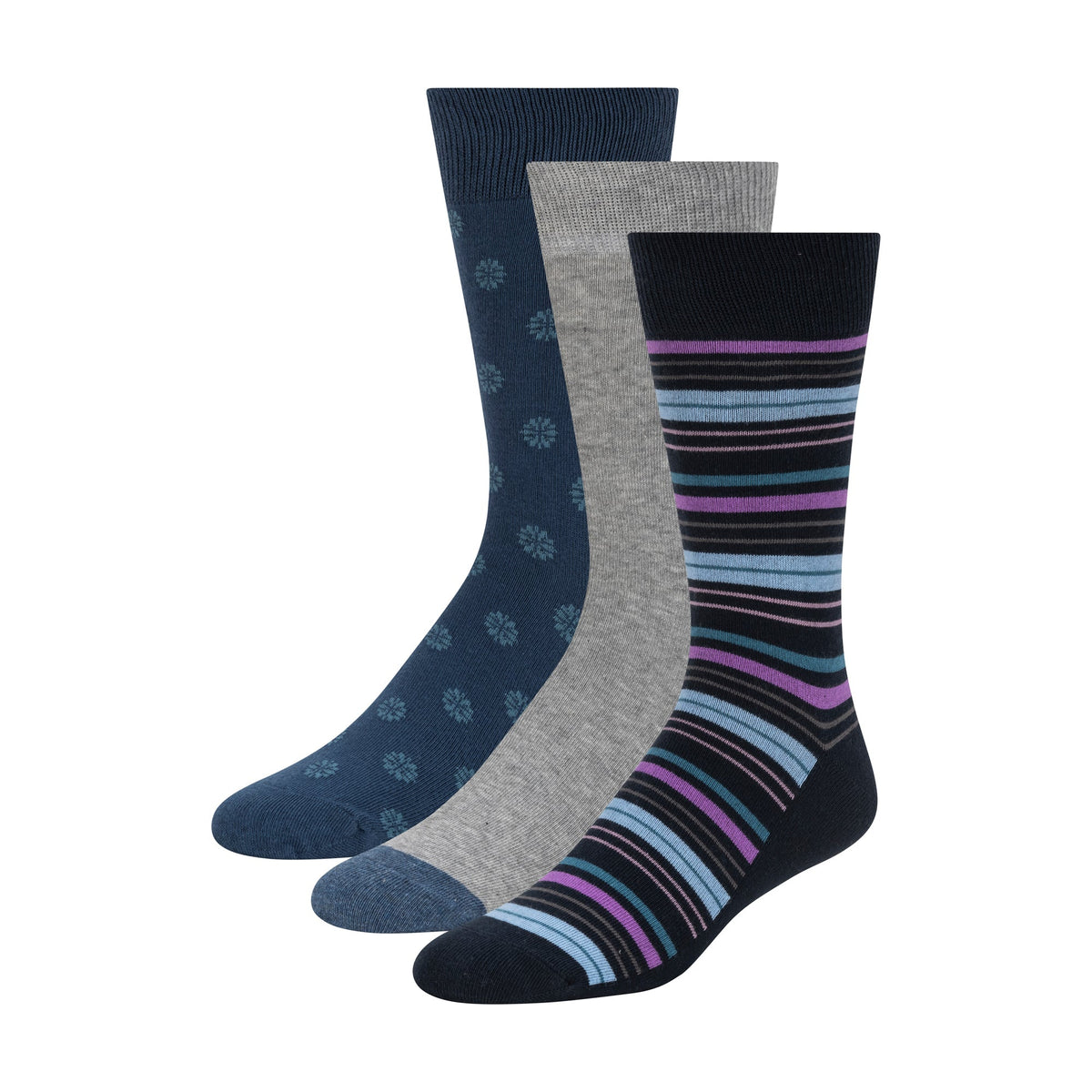 Ted Baker men's 3 pack mixed print crew socks Blue - side view