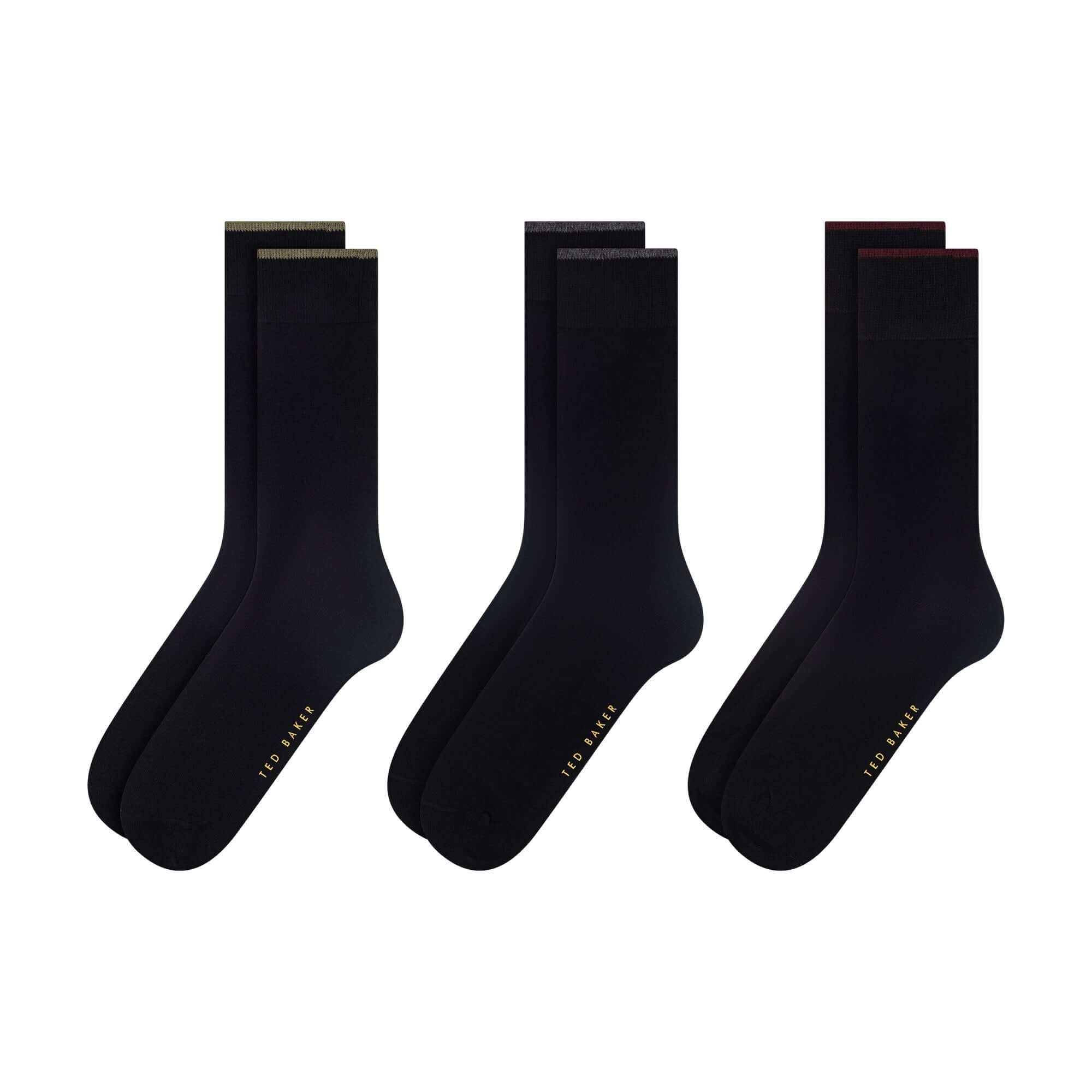 Ted Baker 3 Pack Crew Socks – Cotton Blend, Black
