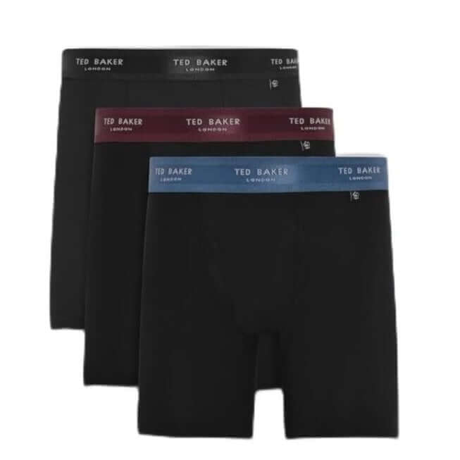 Ted Baker 3 Pack Cotton Stretch Boxer Briefs - Black With Color Waistband