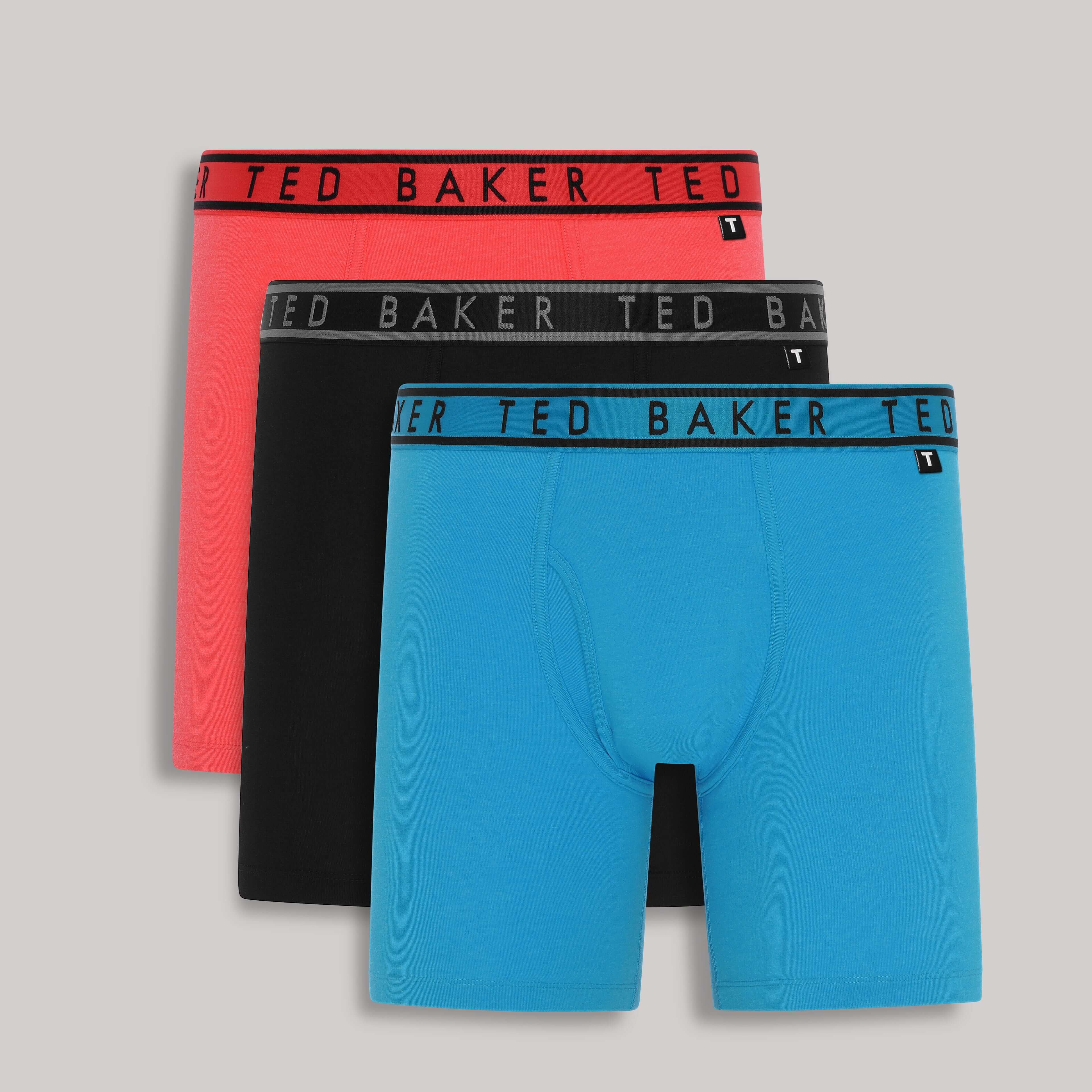 Ted Baker 3 Pack Cotton Stretch Boxer Briefs - Red/Black/Blue